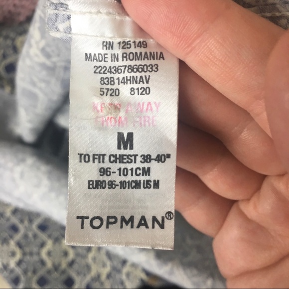 🍑 TOPMAN Printed Slim Fit Button Down Top - Picture 5 of 6